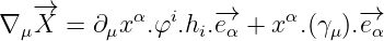 ∇ μ-→X  = ∂ μxα.φi.hi.-→eα + xα.(γμ).-→eα
